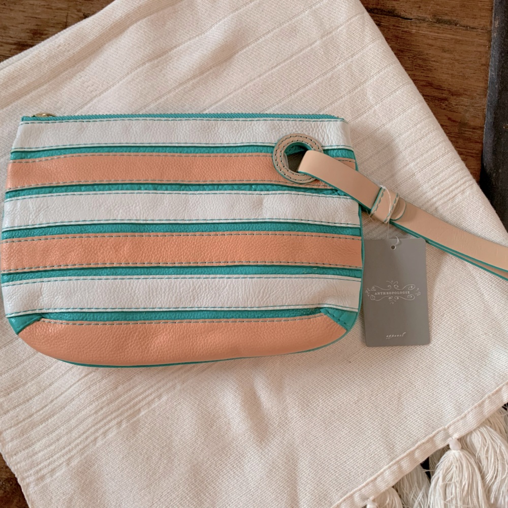 New Anthropologie Tricolor Wristlet Clutch